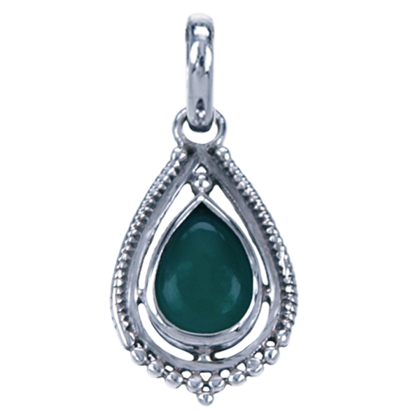 Zilveren Hanger met Groene Onyx