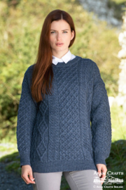 Ierse wollen unisex trui Inis Mór - Caspian Blue