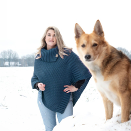 Wollen Poncho Nicky - Petrol