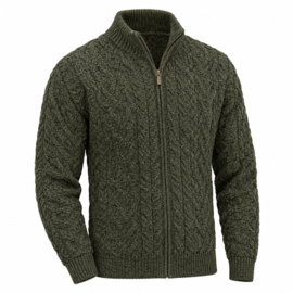 Ierse wollen herenvest Dingle - Army Green