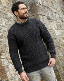 Ierse wollen unisex trui Inis Mór - Charcoal