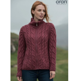 Aran Woolen Mills Strickjacke Lotte Weinrot