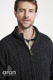 Aran Woollen Mills heren vest Steven - Donkergrijs