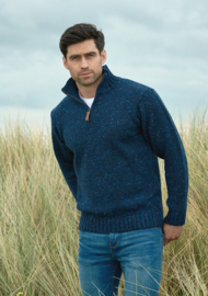 Ierse wollen herentrui Kilcar - Denim