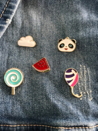 Set van 5 pins wolk, panda, meloen, lolly en ballon Kids