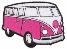 strijkapplicatie  bus fuchsia roze 