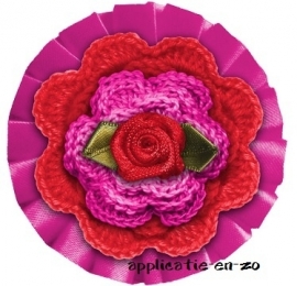 WHAZZ full color strijkbutton fuchsia/ rood