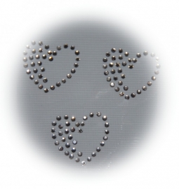 Rhinestone strijkapplicaties hartjes (3st)