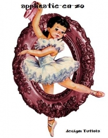 SUPER full color strijkapplicatie vintage ballerina