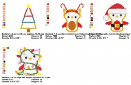 serie van 4 applicatiepatronen van kerst uilen