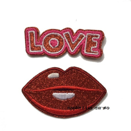 strijkapplicatie love lips glitter