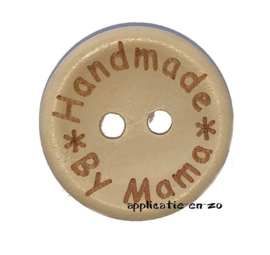 Houten knoopjes 'Handmade By Mama' 20mm (4st)