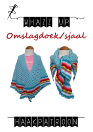 WHAZZ UP haakpatroon omslagdoek/ sjaal licht blauw