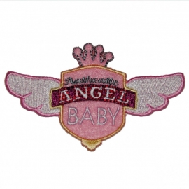 strijkapplicatie angel baby roze 