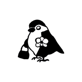 veloursmotief `vreemde vogel` met handtas