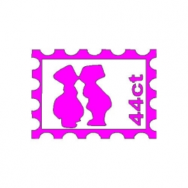veloursmotief postzegel met zoenend setje fuchsia