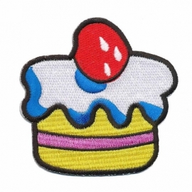 strijkapplicatie cupcake/ taartje met rode kers