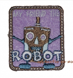 strijkapplicatie friendly robot op paars 