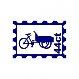 veloursmotief postzegel met bakfiets