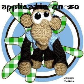 SUPER full color strijkapplicatie amigurumi aapje