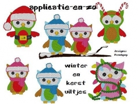 serie borduurmachine patronen winter en kerstuiltjes