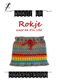 WHAZZ UP haakpatroon rokje grijs (regenboog) maat 80 t/m 140