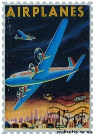 SUPER full color strijkapplicatie postzegel vliegtuigen