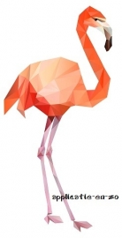 SUPER full color strijkapplicatie flamingo geometrisch