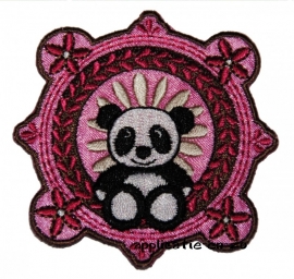 strijkapplicatie panda op roze