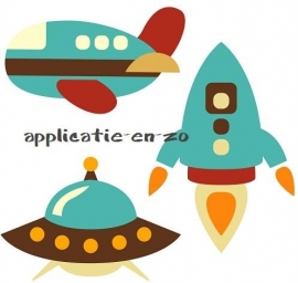 SUPER full color strijkapplicaties ruimtevaartuigen en vliegtuig