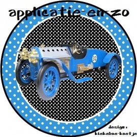 SUPER full color applicatie nostalgische auto blauw
