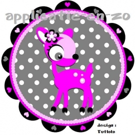 SUPER full color strijkapplicatie pink deer