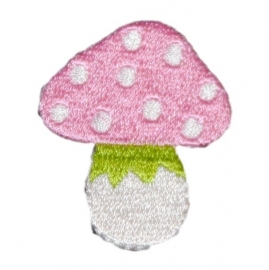 strijkapplicatie mini paddenstoeltje roze 