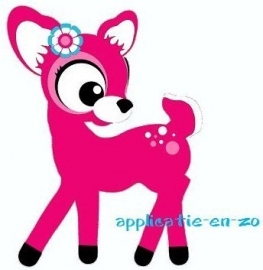 WHAZZ full color strijkapplicatie roze hertje