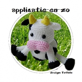 SUPER full color strijkapplicatie amigurumi koe