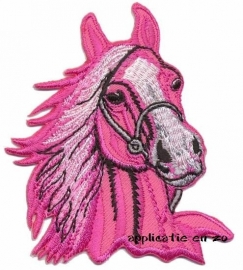 strijkapplicatie paard roze/ grijs