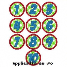 serie van 10 buttons met getallen ( 1 t/m 10)