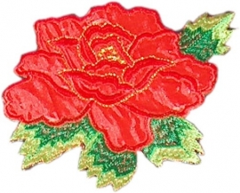 strijkapplicatie grote roos rood 