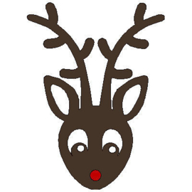 veloursmotief Rudolph het rendier (met rode neus)