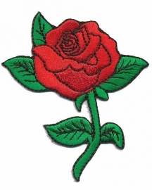 strijkapplicatie roos op steel rood