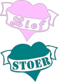 veloursmotief hart lief of stoer