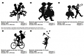 serie van 5 silhouetten