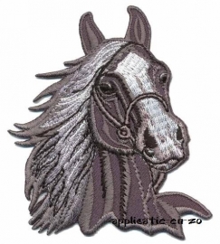 strijkapplicatie paard zilver/ grijs