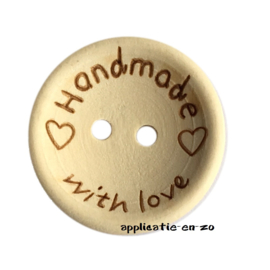 Houten knoopjes 'Handmade with love' 20mm (5st)