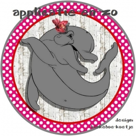 SUPER full color applicatie dolfijn roze/rood