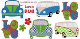 serie van 7 (applicatie) patronen Love Bus