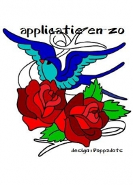 SUPER full color aplicatie tattoo bird met rozen