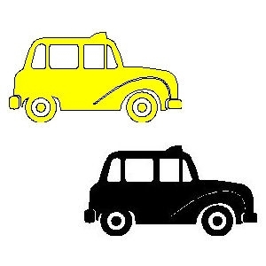 veloursmotief taxi (geel of zwart)