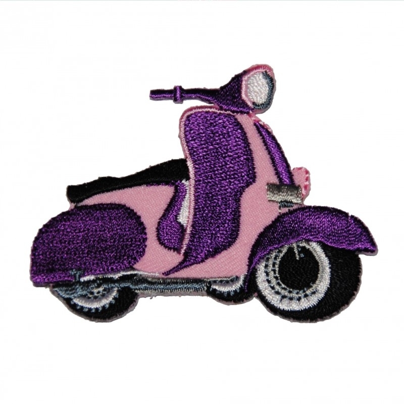 strijkapplicatie scooter roze/ paars