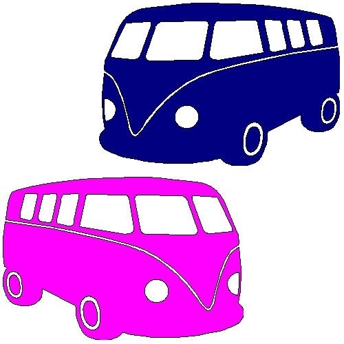 veloursmotief  bus roze of blauw
